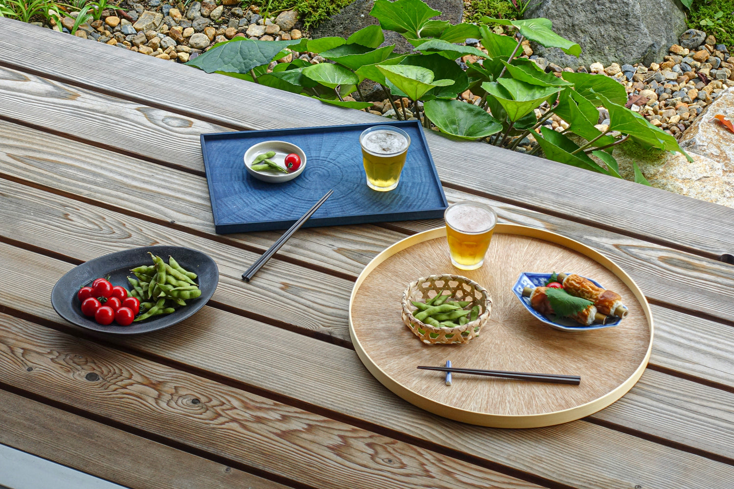 Rectangle RaysTray White sycamore Aizome indigo finish