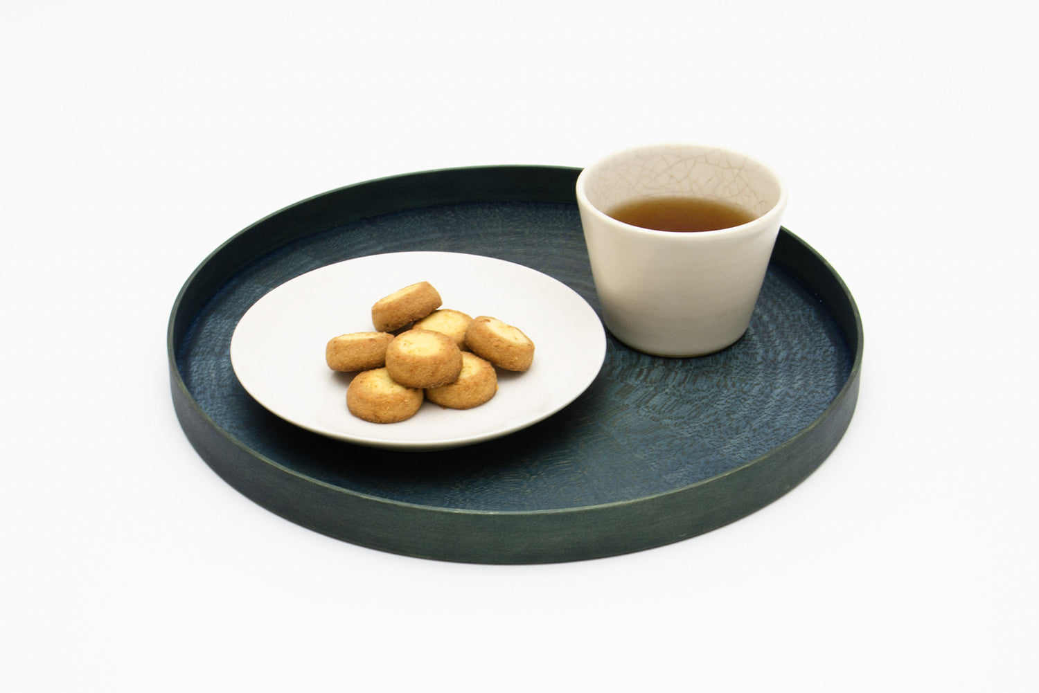 Round RAYS TRAY S White Sycamore & Aizome Indigo Finish