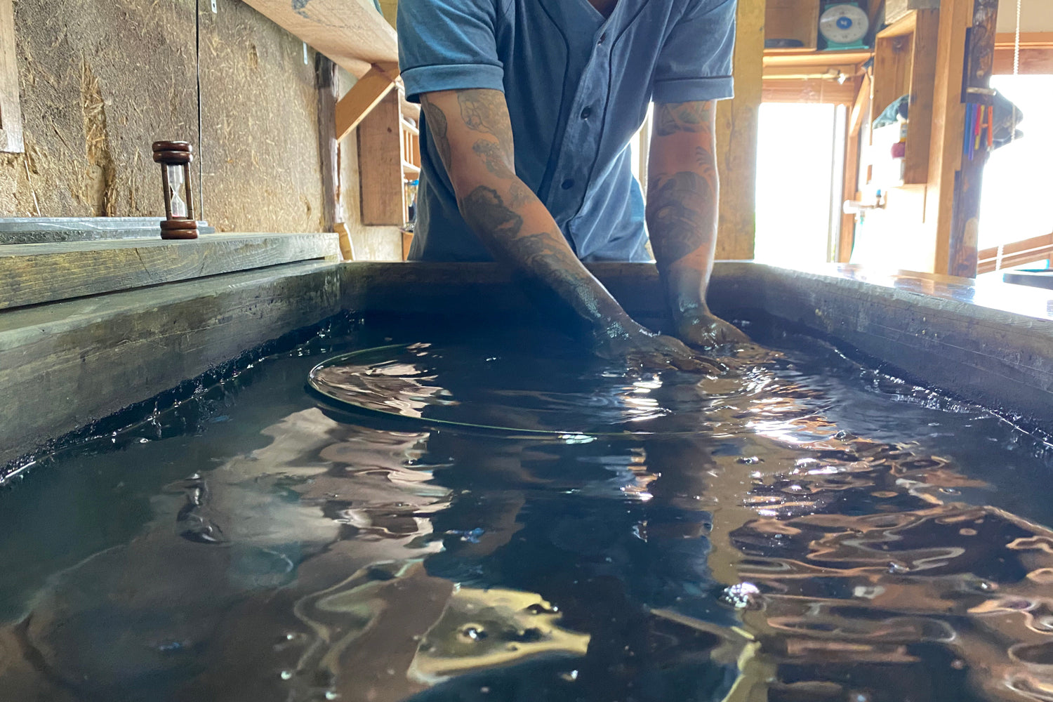 Rectangle RaysTray White sycamore　Aizome indigo finish