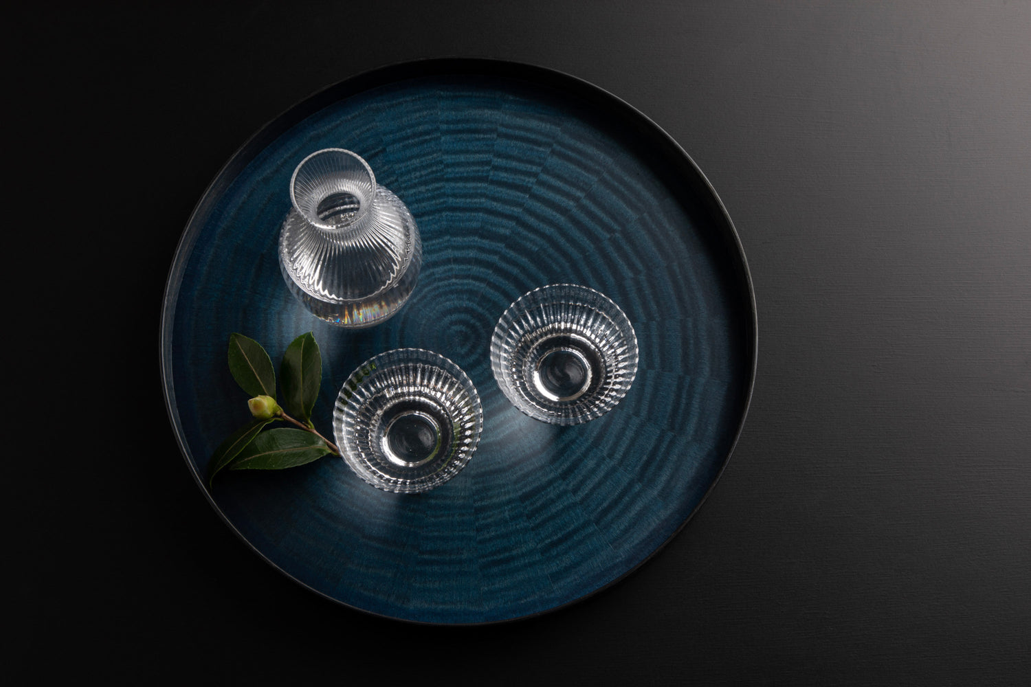 Round RAYS TRAY S White Sycamore & Aizome Indigo Finish