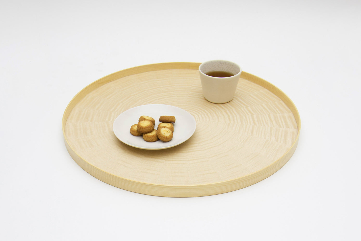 Round RAYS TRAY L White Scyamore